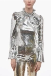Rabanne Sequined Stand Collar Top