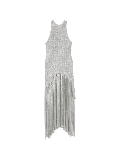 Rabanne Sequin-embellished Chainmail Asymmetric Dress In Silver
