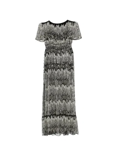 Rabanne Sequin-embellished Cold-shoulder Maxi Dress In Gray