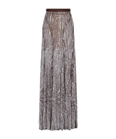 Rabanne Sequin-embellished Embroidered Maxi Skirt In Silver