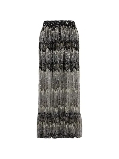 Rabanne Sequin-embellished Faux-pearl Long Skirt In Multi