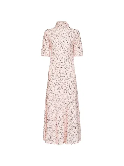 Rabanne Floral Bead And Sequin Embroidered Midi Dress In Pink