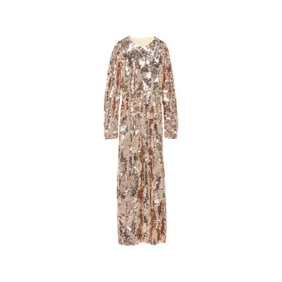 Rabanne Sequin-embellished Long-sleeve Maxi Dress In Gold