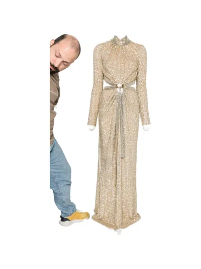 Rabanne Sequin-embellished Maxi Dress In Gold