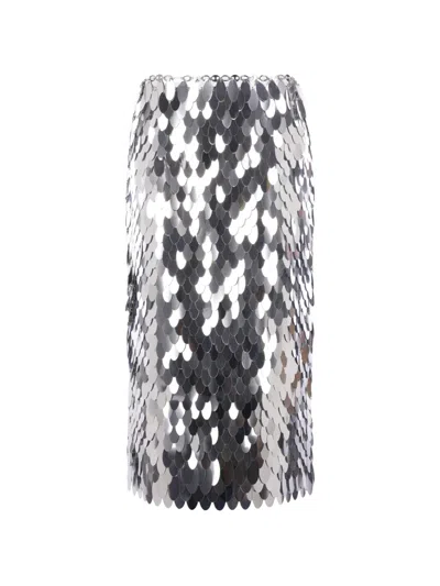 Rabanne Sequin-embellished Midi Skirt In Silver