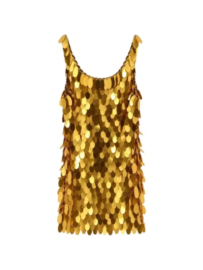 Rabanne Sequin-embellished Sleeveless Mini Dress In Gold