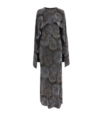 Rabanne Sequinned Cape Gown In Gray