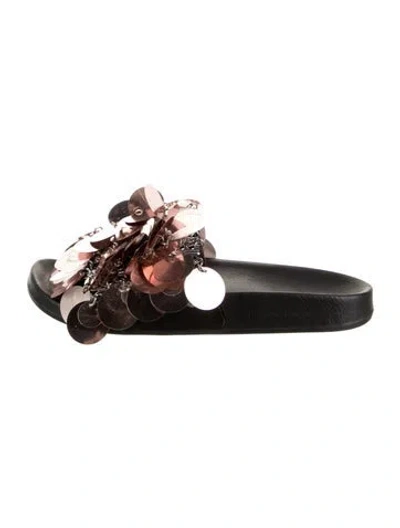 Pre-owned Rabanne Sequins Patterned Slides In Black