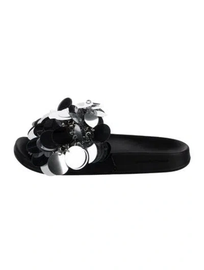 Pre-owned Rabanne Sequins Patterned Slides In Black