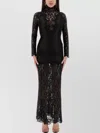 Rabanne Floral Lace Mock Neck Maxi Dress