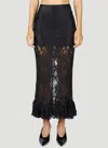 Rabanne Black Viscose Jersey And Lace Midi Skirt In Black