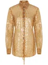 Rabanne Sheer Sequined Shirt In Brown