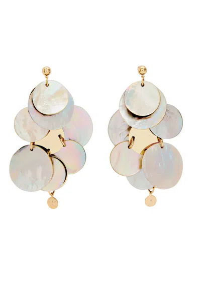 Rabanne Shell Disc Pearl Drop Earrings