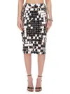 Rabanne Shimmering Midi Skirt With Circular Plastic Discs In Silver