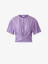 Rabanne Cropped T-shirt With Piercing Detail In Lavanda