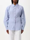 Rabanne Stripe Cotton Poplin Button-up Shirt In Blue