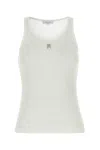 Rabanne Ribbed Cotton Tank Top With Perforated R-logo In Neutral