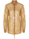 Rabanne Sheer Sequined Shirt In Brown