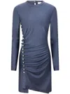 Rabanne Short Asymmetric Dress Metallic Texture In Blue