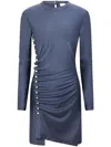 Rabanne Short Asymmetric Dress Metallic Texture In Blue