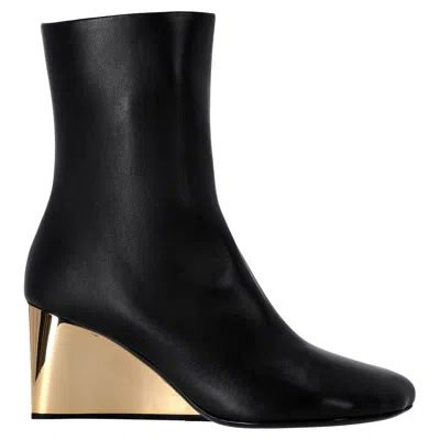 Rabanne Short Black Boots With Gold Base