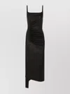 Rabanne Leather Asymmetric Short Dress In Black
