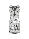 Rabanne Geometric Short Dress With Reflective Panels And Open Back In White
