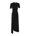 Rabanne Embellished Asymmetric Draped Midi Dress In Black