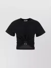 Rabanne Womens Black Ring-embellished Cropped Cotton-jersey T-shirt