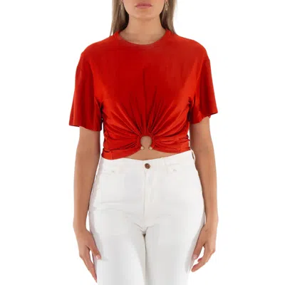 RABANNE SHORT SLEEVE KNOTTED CROPPED T SHIRT