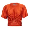 Rabanne Embellished Ruched Glossed-jersey T-shirt