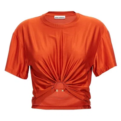 RABANNE RABANNE SHORT SLEEVE KNOTTED CROPPED T SHIRT