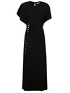 Rabanne Button-embellished Stretch-twill Midi Dress In Black
