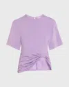 Rabanne Knotted Stretch-jersey T-shirt In Lavender