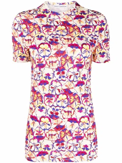 RABANNE RABANNE SHORT-SLEEVED T-SHIRT WITH FLORAL PRINT
