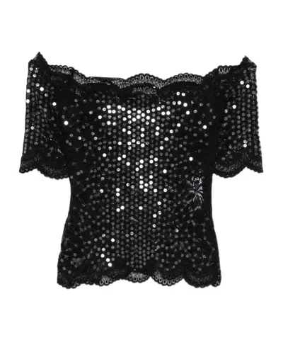 Rabanne Short-sleeved Top In Black