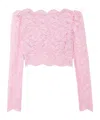 Rabanne Short Stretch Lace Top In Pink