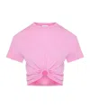 Rabanne Gathered Cotton Jersey T-shirt In Pink