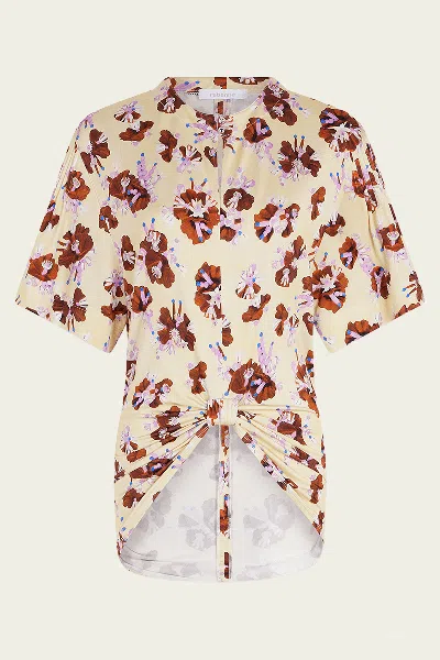 Rabanne Short-sleeve Floral Top In Flower Trim Cream In Multi