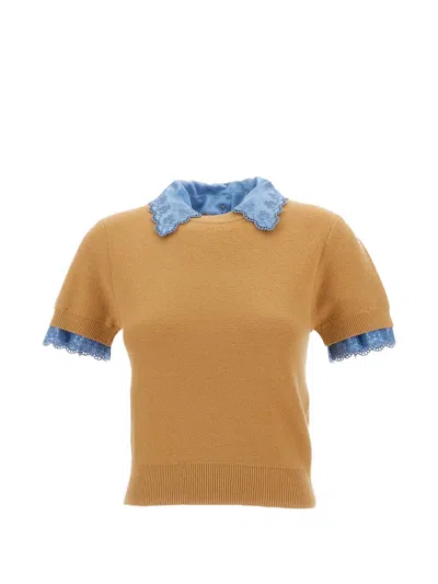 Rabanne Short-sleeve Sweater In Orange