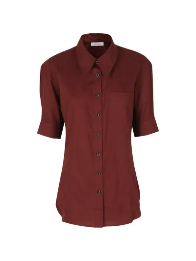 Rabanne Short-sleeved Chest-pocket Shirt In Burgundy