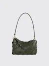 Rabanne Leather Disc Handbag With Magnetic Flap Closure In Brown