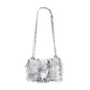 Rabanne Sac A Main Metallic Tasseled Sequin Disc Shoulder Bag In Silver