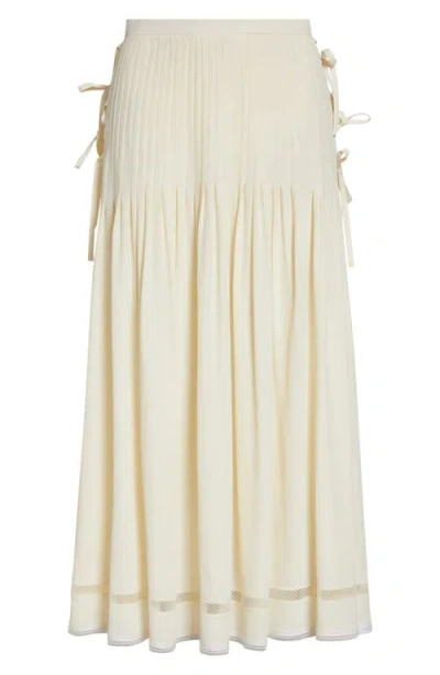 Rabanne Side Bows Crepe Midi Skirt In Neutral