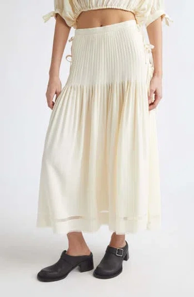 Rabanne Side Bows Crepe Midi Skirt In Yellow