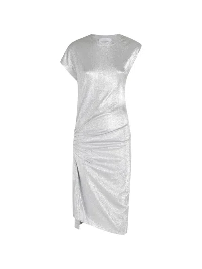 Rabanne Side Button Midi Dress In Silver