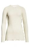 Rabanne Side Button Rib Sweater In Ecru