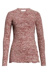 Rabanne Knitted Sweater In Melange Burgundy/ecru
