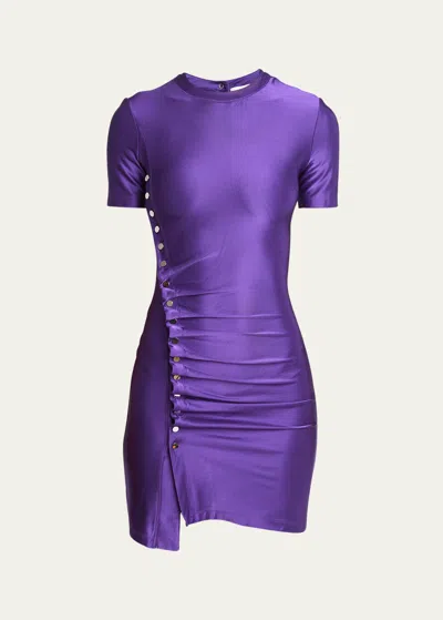 Rabanne Side Button Snap Body-con Mini Dress In Violet