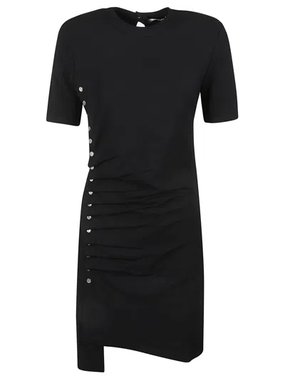 Rabanne Side Buttoned Short Dress In Black